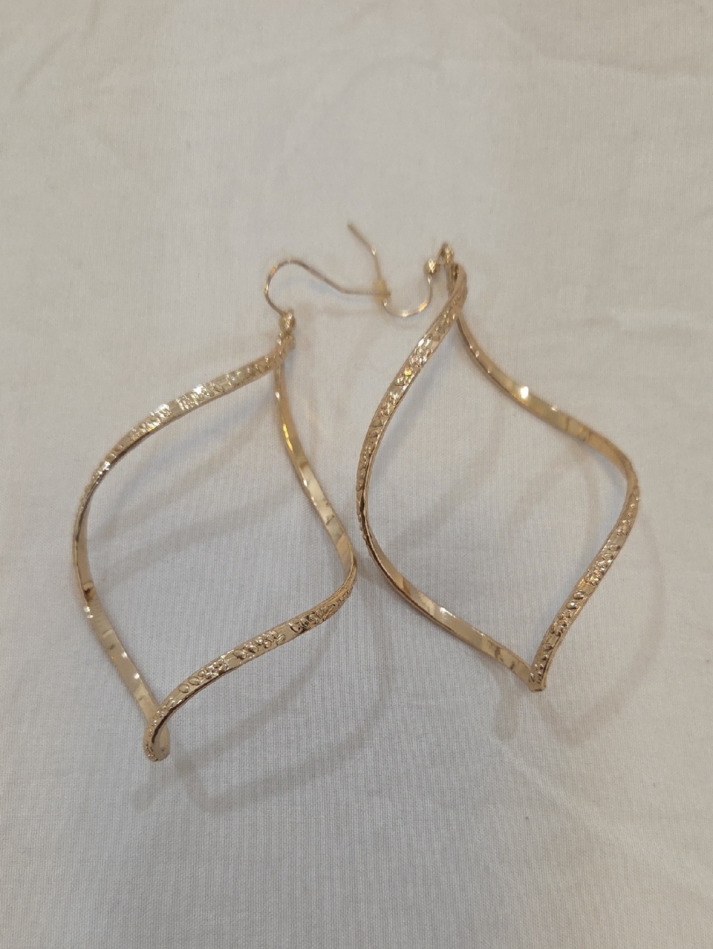 Park Lane Gold Twisted Open Leaf Hoop Earrings